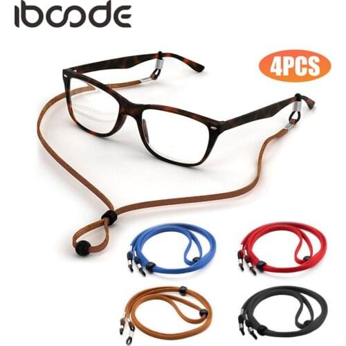 Iboode 4PCS Glasses Neck Strap String Rope PU Leather Eyeglasses Cord Chain Adjustable Lanyard Holder Eyewear Accessories New