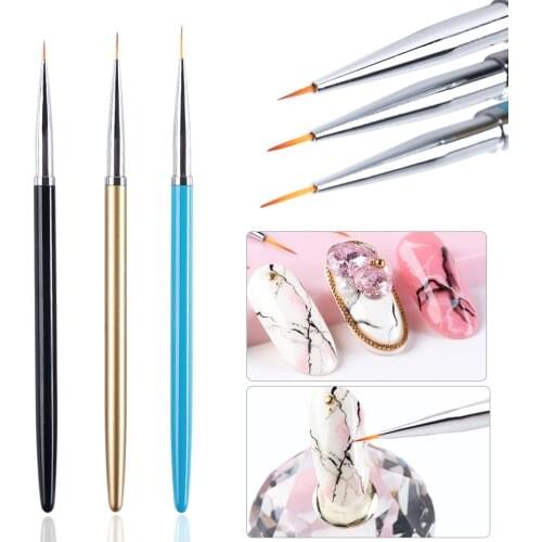 3pcs/Set Professional Nail Art Liner Painting Brush Pen Black Gold UV Gel Brushes Painting Stripes Flower Manicure Tool NL1048