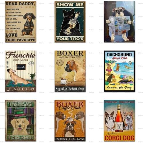 Corgi Dog Wine Show Me Your TitoS - Cat Boxer Dog - Coffee Club French Bulldog Yoga Poster Wall Art Prints Home Decor Canvas