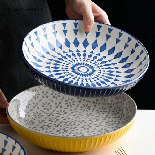 8.5 Inches Creative Ceramic Dinnerware Dish Bowl Plate Soup Bowl Restaurant Serving Tray Salad Cake Plates Kitchen Tableware