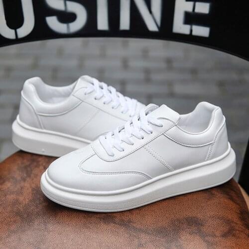 Fashion White Platform Shoes Women Casual Vulcanize Shoe Chunky Sneakers Woman Lace Up White Leather Womens Shoes Tenis Feminino