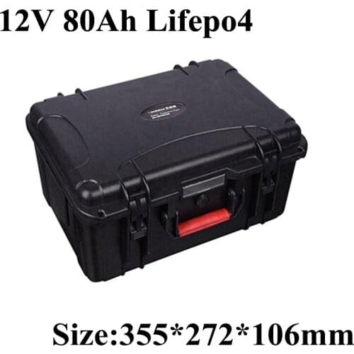 Lifepo4 12V 80AH Battery Pack Lithium 80ah for Boat Trolling Outboard Motor RV Yacht with BMS Cigarette Lighter + 10A Charger