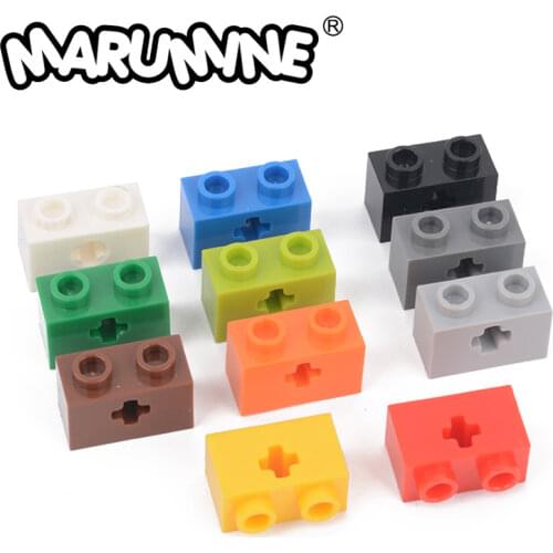 Marumine 1x2 with Axleh Hole 32064 30PCS Technic Brick Compatible Decool MOC Building Blocks Robot Classic Educational Toys