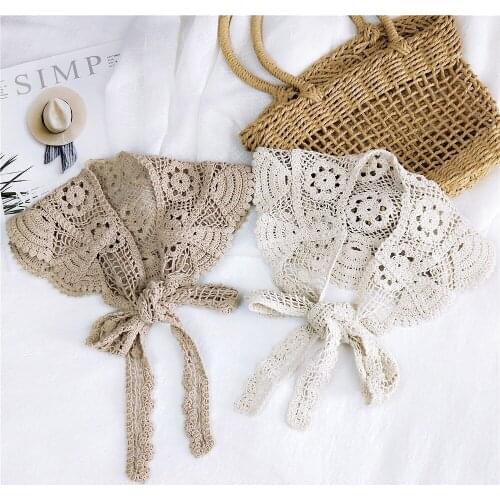 2021New Sunbird Cotton Lace Solid Color Triangular Binder Womens Shawls Spring Autumn Neck Protection Ladies Neckerchief