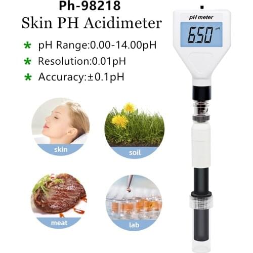 Digital Skin PH Acidimeter Tester Repalceable Probe ATC Meter with LCD Backlight Diaplay for Meat Fruit Cosmetic 30%OFF
