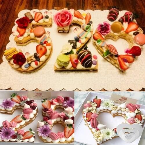 Various PET Plastic Cake Mold LOVE Heart 0-8 Numbers Birthday Party Cream Mousse Dessert Mould Decorating Pastry Tools Wedding