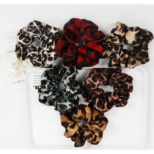 2 Pieces Scrunchies for Women New Spring Summer Ribbon Hair Bands Leopard Print Pony Tail Tie Large Fabrics Elastic Rubber 2020