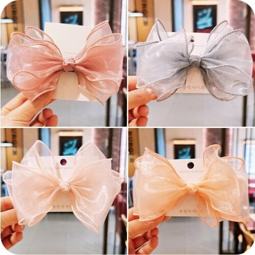 Korean Style Big Bow Chiffon Hairpin Childrens Bow-knot Hair Clip for Girls Cute Baby Girl Hair Accessories for Women
