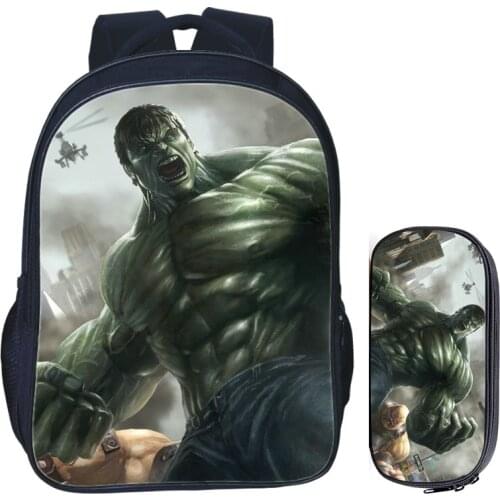 16inch Superhero Hulk School Bag for Kids Girls Boys Backpack Children School Sets Pencil Bag Toddler Schoolbag