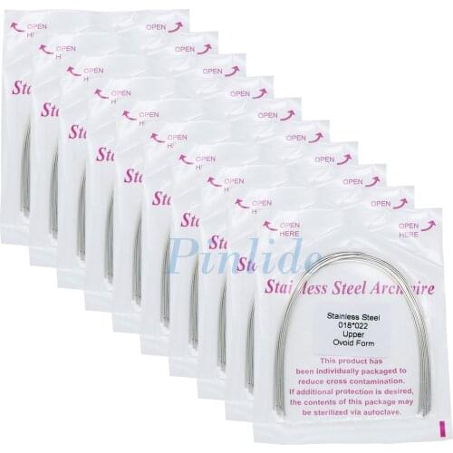 Dental Orthodontic Arch Wire Ovoid Form Super Elastic Stainless Steel Rectangular Wire 018*022 Upper 10Packs/100Pcs