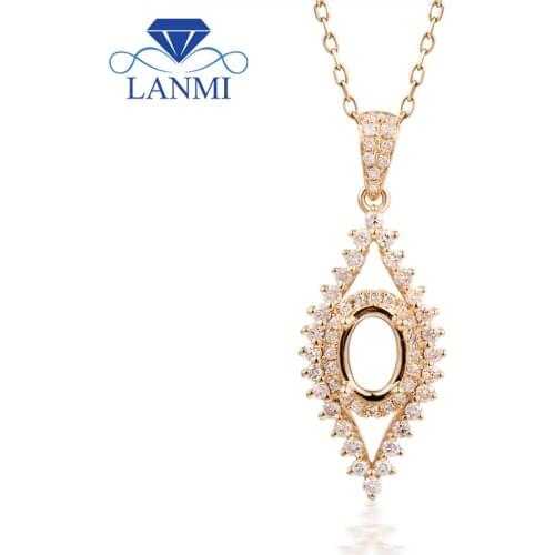 Solid 18kt Yellow Gold 0.39ct Diamond Oval Cut 5x7mm Semi Mount Pendant Diamond Jewelry for Custom Goods WP085