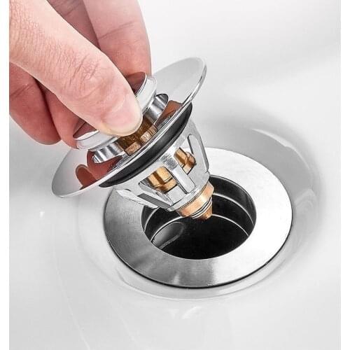Basin Pop-up Drain Filter Bathroom Stainless Steel Bounce Core Push-type Drain Stopper Basin Pop-up Drain Filter Accessories