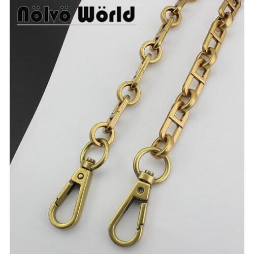 1 piece test, 120cm, dull gold metal chain handle with sanp hook handbag chain handle pull hardware accessories