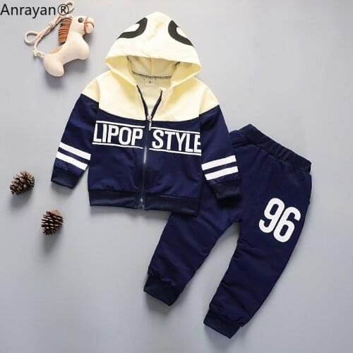 2020 New Spring Baby Casual Tracksuit Children Boys Girls Hooded Jacket Pants 2Pcs Kids Suit Cotton Infant Clothing Sport Sets