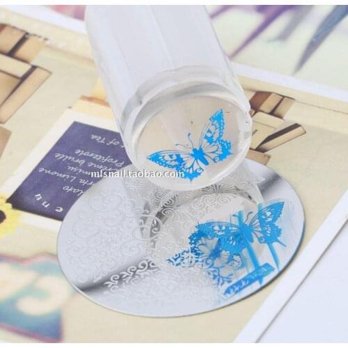 30PCS/Lot New White Jelly Silicone Nail Stamp stamping Stamper,Nail Plate Tool Clear Nail Stamper with Scraper 2.8CM