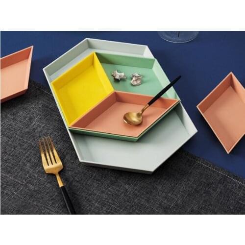 4pcs/lot Nordic Geometric Storage Tray Removable Fruit Plastic Combination Desktop Storage Tray Detachable Fruit Plate OK 0862