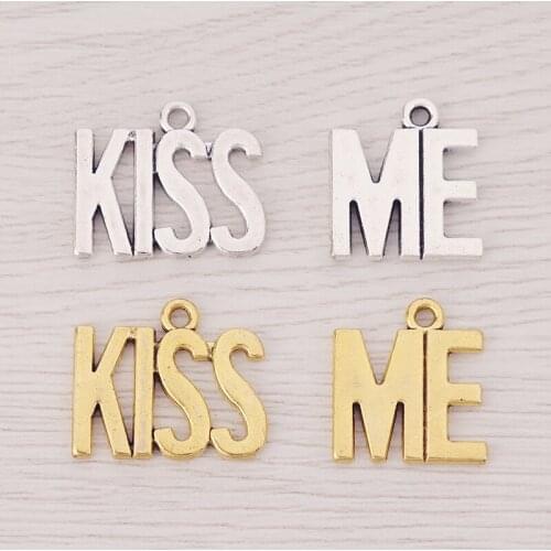 5 Pairs Tibetan Silver/Gold Metal Letter KISS ME Charms Pendants for DIY Necklace Bracelet Jewelry Making Findings