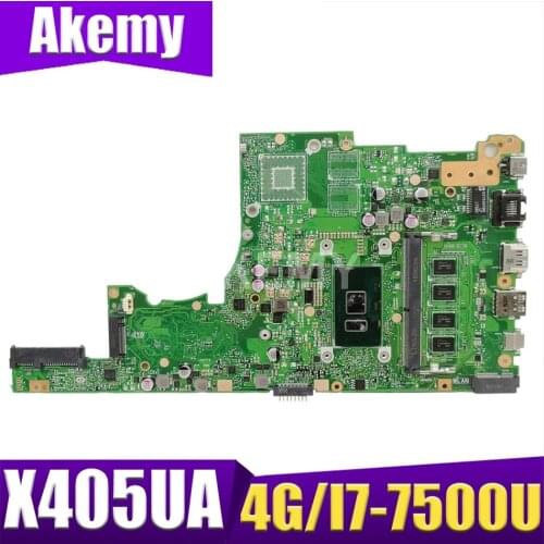 Akemy For Asus X405U X405UN X405UR X405URR X405URP X405UQ X405UF Laotop Mainboard X405UA Motherboard W/ I7-7500U 4GB RAM