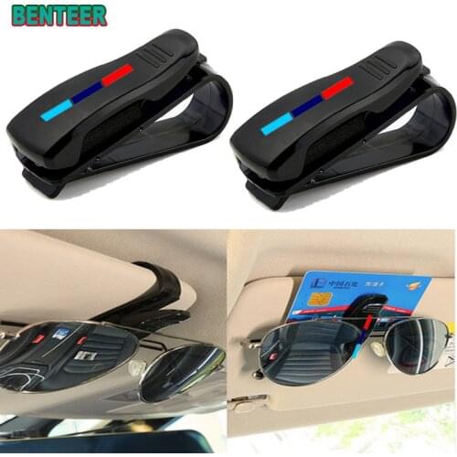 ABS Portable Car Glasses Cases Ticket Card Clamp Car Sun Visor Sunglasses Holder for BMW Mperformance Car styling