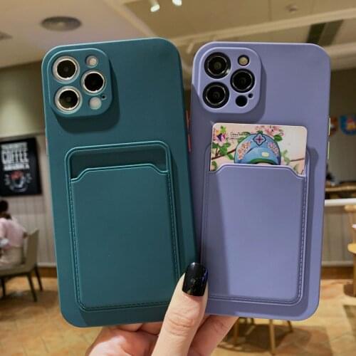 Card Bag Phone Case For iPhone 12 Pro Max 11 Mini XR XS Max X 7 8 Plus SE 2 Shockproof Protector Cover Candy Color