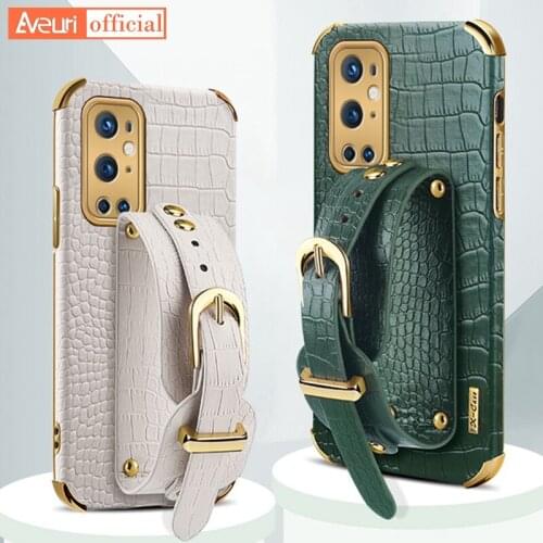 Wrist Strap Phone Case For OnePlus 9 Pro 9R 9Pro Luxury PU Leather Cover Silicone Full Protection Case For One Plus 9 Pro Coque