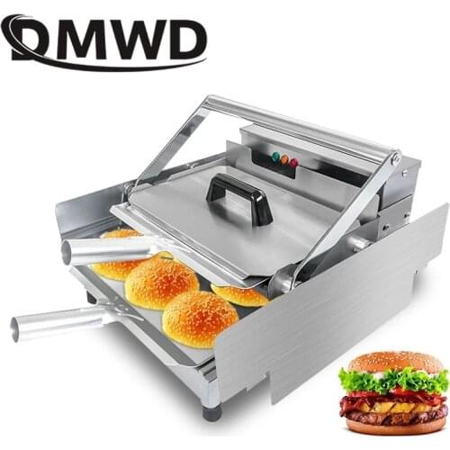 DMWD Bake Burger Machine Commercial Electric Hamburger Baking Oven Bread Grill Aluminum Double Layer Batch Bun Toaster Heater EU