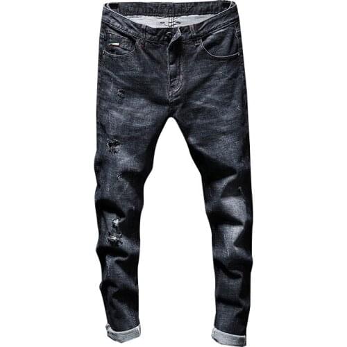 Jeans Men Elastic 2020 Stretch Ripped Pants Streetwear Mens Denim Skinny Jeans Men