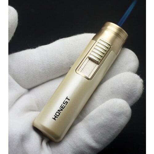 Torch Turbo Jet Butane Gas Lighter Metal Strip Windproof Cigar Cigarette Lighter 1300C Fixed Fire Portable Gadgets for Men Cool