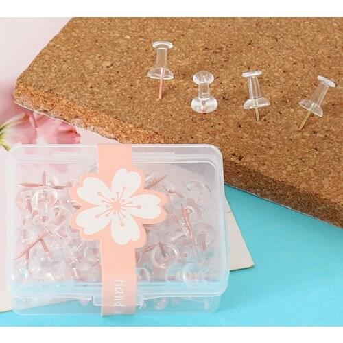 50pcs/box Transparent Rose Gold Push Pins Thumb Thumbtack Board Pins Drawing Photo Wall Studs Office School Supplies