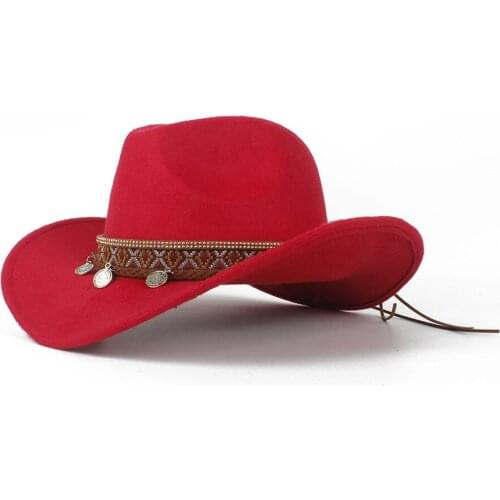 2019 Western Cowboy Hat For Child Roll-up Brim Boy Girl Fascinator Outblack Sombrero Hombre Jazz Cap Size 52-54