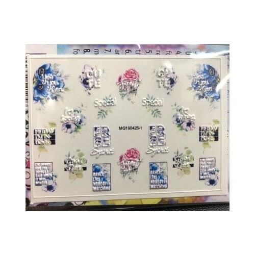 2020 Hot Selling 6d diy traceless Cubic Engraved Flowers Nail Sticker Web Celebrity Blue Flowers Factory Sale Price