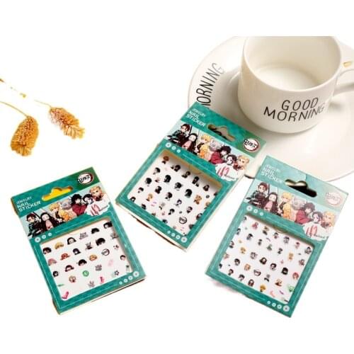 New Cosplay Anime Demon Slayer Nail Sticke Kimetsu No Yaiba Nails Decoration Wraps Decals Adhesive Manicure Stickers Toy for Kid