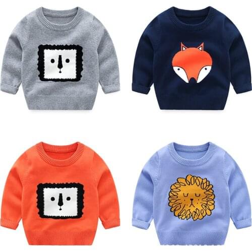 New 2020 Kids Children Pullover Sweater Autumn Winter Boys Cute Robot Cartoon O-neck Knitted Jumper Sweaters Tops Clothing