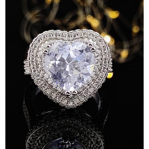 2021 New Luxury Heart 925 Sterling Silver Engagement Ring For Women Lady Anniversary Gift Jewelry Wholesale Moonso R5788