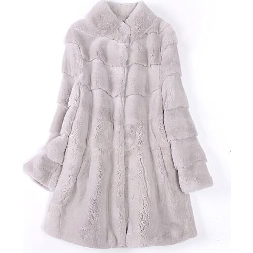 New winter new Haining whole skin rex rabbit fur coat grass coat Korean loose large size women long section