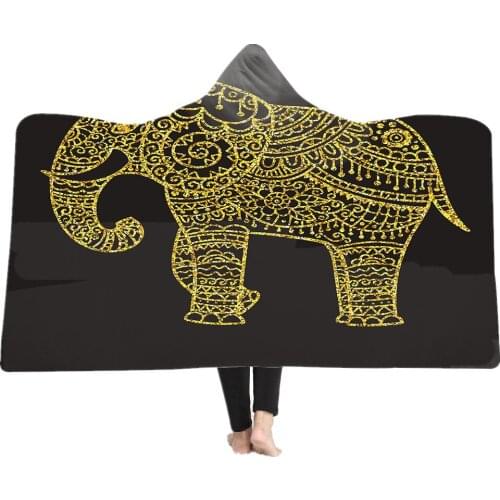 Elephant Throw Hooded Blanket for Sofa Couch Soft Flannel Decorative Warm Cozy Lightweight Microfiber Suitable All Season