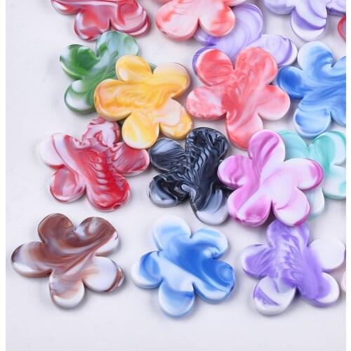 About 85pcs Mixed Color Imitation Gemstone Acrylic BeadsTwo Tone Flower Loose Beads for Diy Jewelry Making Bracelet Accessories