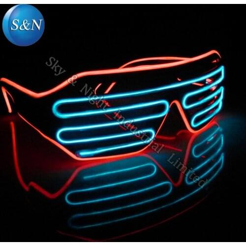 Orange+Ice Blue) Mix color LED EL Fashion Shutter Glasses+Sound Inverter + Free Shipping