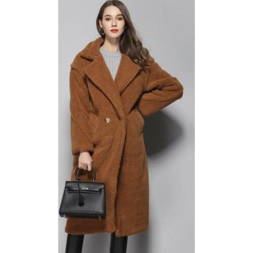 Women Feel Luxury Oversized Faux Fur Long Coat Extra Long Thick Long Sleeve Lapel Solid Color Fashionable Elegant 2020 Hot