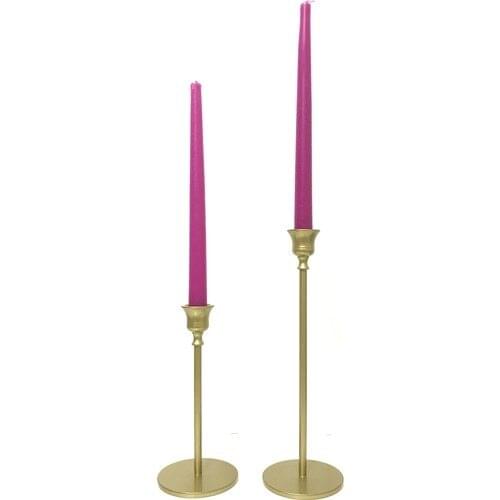 Mumsema Gift Decorative 2'li Gold Candlestick & Candle holder