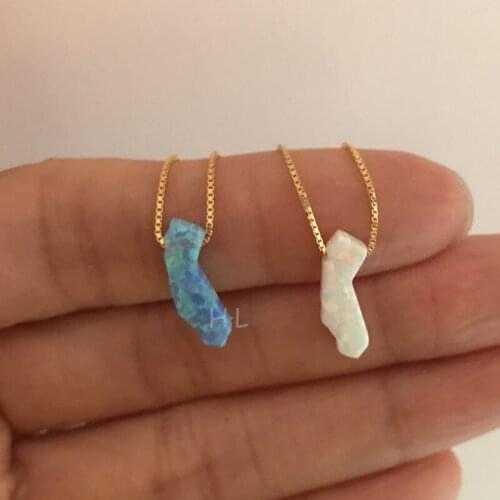 20PCS/Lot wholesale 925 Sterling Silver Synthetic Opal California Map Shape Pendant Fashion Necklace