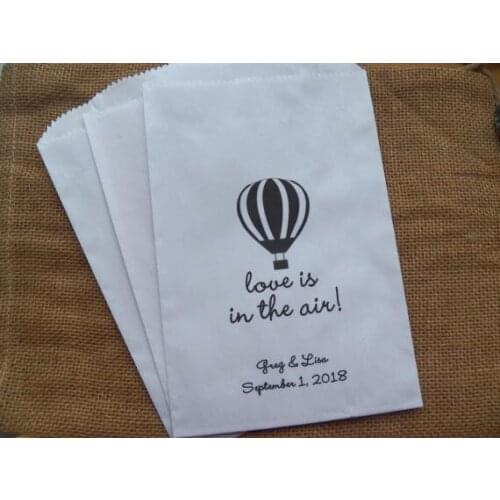 Custom Love is in the Air hot air balloon wedding Pretzel candy Buffet lolly bags engagement Bakery Cookie goody gift pouches