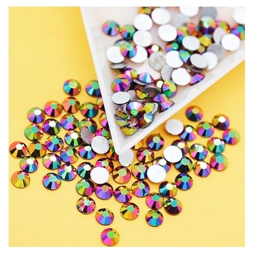 Rainbow Rose Gold Color Glass Strass Nail Art Rhinestones Flatback Glue On Stone Non Hotfix Rhinestones For Nail Art Decorations