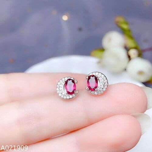 KJJEAXCMY boutique jewelry 925 sterling silver inlaid Natural Garnet gemstone Womens Stud earrings support detection trendy