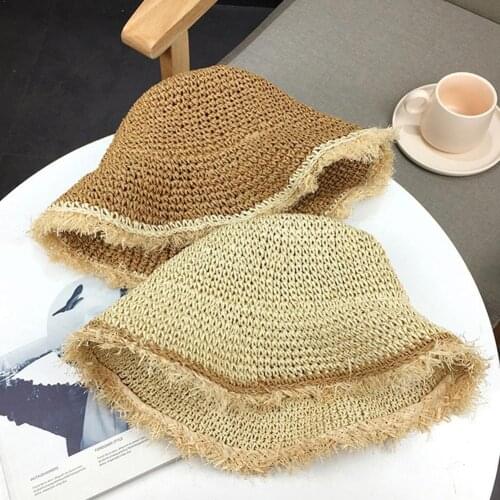 Summer Sun Hats for Women Foldable Crochet Knit Straw Hat Women Large Brim Summer Hat Anti-UV Beach Hat Sun Hats chapeau femme