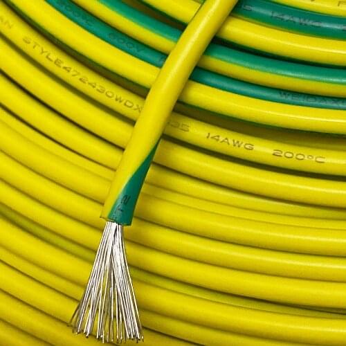 Silicone wire ground wire UL anti-static wire super soft and high temperature resistant UL3135 14AWG yellow green bicolor