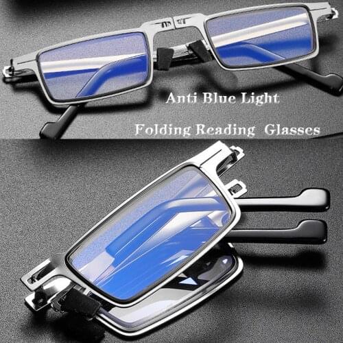 Ultra Thin Folding Anti Blue Light Presbyopic Fashionable Foldable Pocket Reading Glasses for Men Women Reading Eyeglasses Men