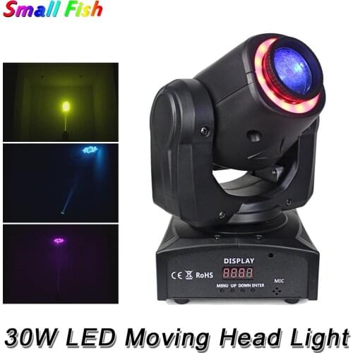Mini Aperture 30W LED Moving Head Spot Lights DMX512 Professional Stage Effects Beam Wash Light Disco Dance Party Bar DJ Lights