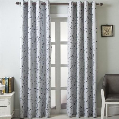 GYC2047-Grey Gyrohome Floral Blackout Curtain Thermal Insulated Room Darkening