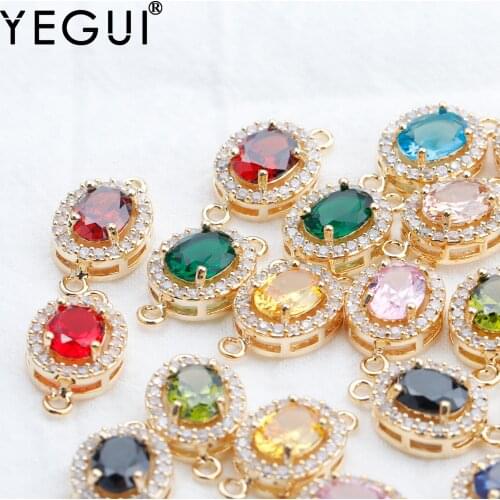 YEGUI M768,jewelry accessories,18k gold plated,0.3 microns,zircon pendant,jump ring,diy earring,jewelry making,10pcs/lot